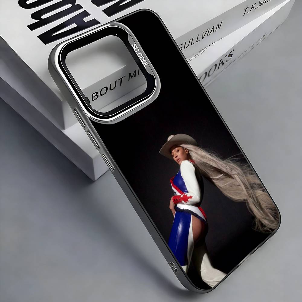 C-Carter Cowboy B-BEYONCE Phone Case For iPhone 17,16,15,14,13,12,11 Plus,Pro Max,Colored Silver Phone Case