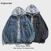 Herren 2022 Frühling/Herbst Colorblock Kapuzen-Jeansjacke – Trendige japanische Freizeitbekleidung