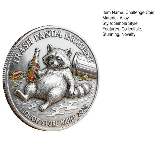Trasig Panda Incident Utmaningsmynt Dubbelsidig Rolig Tvättbjörn Drickande Mynt Nyhet Skämtpresent för Festälskare Drickare Vänner