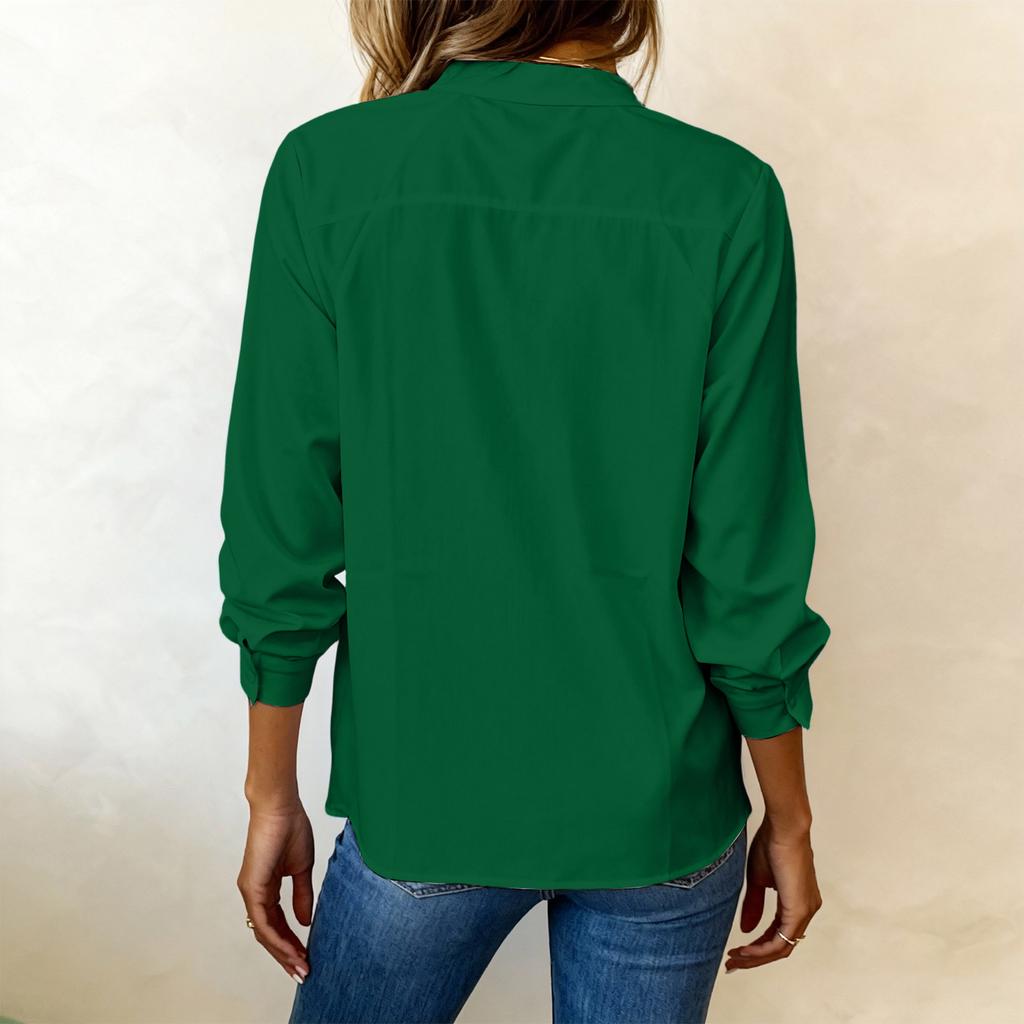 Fashionable Women's Casual V-neck Long-sleeved Elegant Women's Shirt Top
