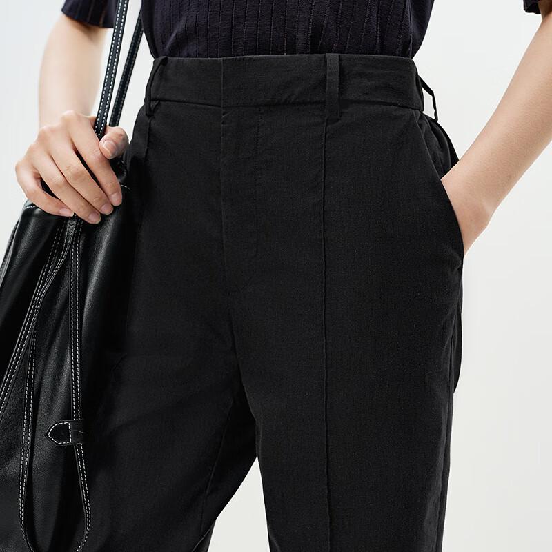 LESS 2025 Summer Tapered Cotton Blend Ankle Pants