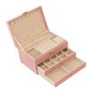 Jewelry Box Large Capacity 3 Layers Multifunctional Ring Necklace Earring Storage Box with Lock for Home Pink