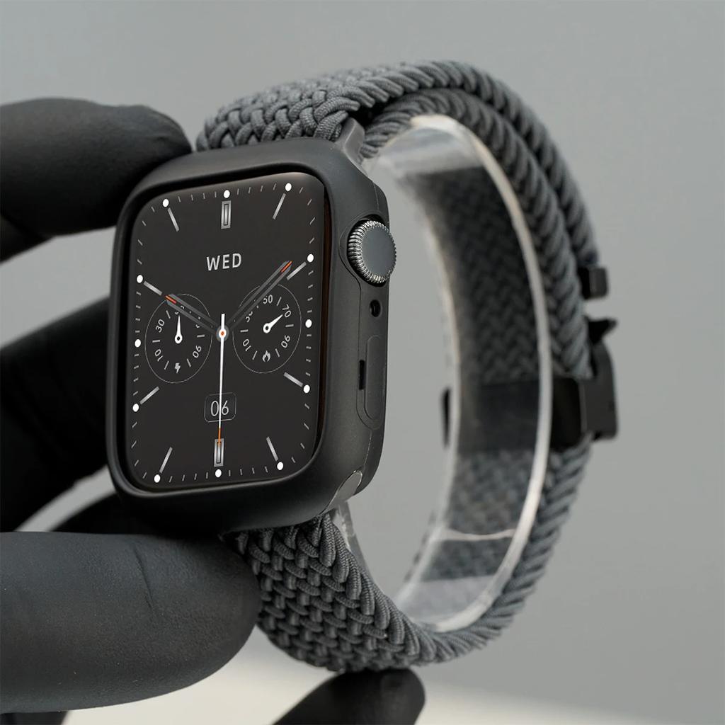 Silicone Case+Braided Strap For Apple Watch Bands 46mm 49mm 44mm 42mm 41mm 40mm 38mm SE 10 9 6 5 Ultra 2 Nylon Correa Strap