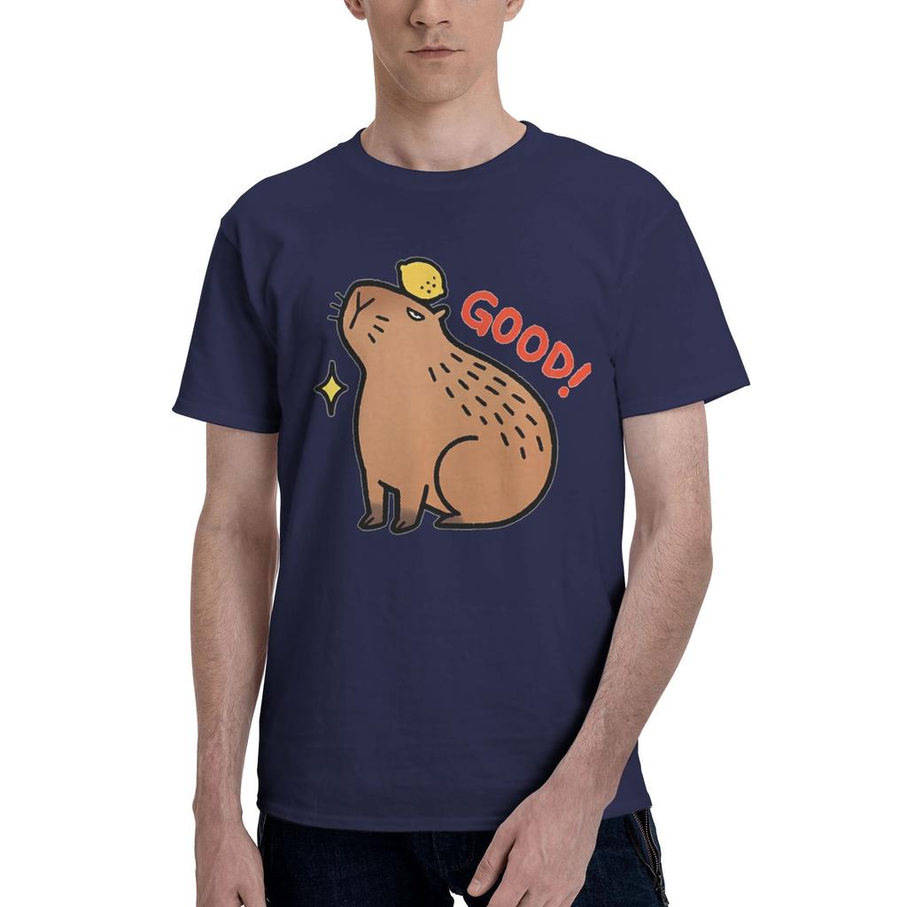 Men's Print Funny Capybara Graphic T-Shirts Cute Animal Cotton Tops Beach Short Sleeve T Shirt O-Neck Tee Shirt Plus Size 5XL
