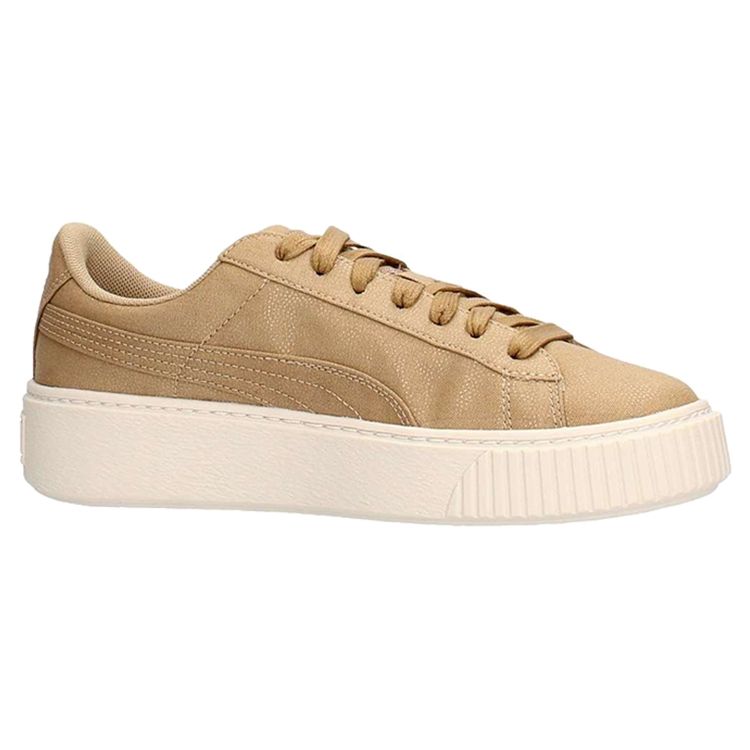 Puma Basket Platform Cv Synthetic Leather Casual Low-Top Sneakers Women sneakers Wheat 365623-02