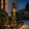 Wasserdichte LED-Rasenornamente Solar-Schneemann Gartenspießlicht, Fließendes Wasserfall-Lichterkette mit Weihnachtslandschaftsbeleuchtung für Hof Stern