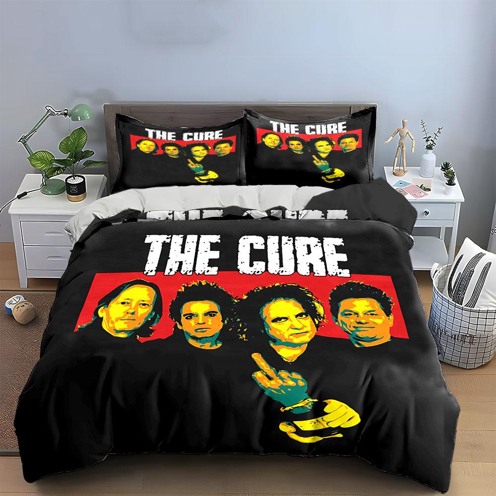 Colorful "The Cure" Band Print Bedding Duvet Cover Set Duvet Cover Pillowcases  (1*Duvet Cover 2*Pillowcases, without duvet insert)
