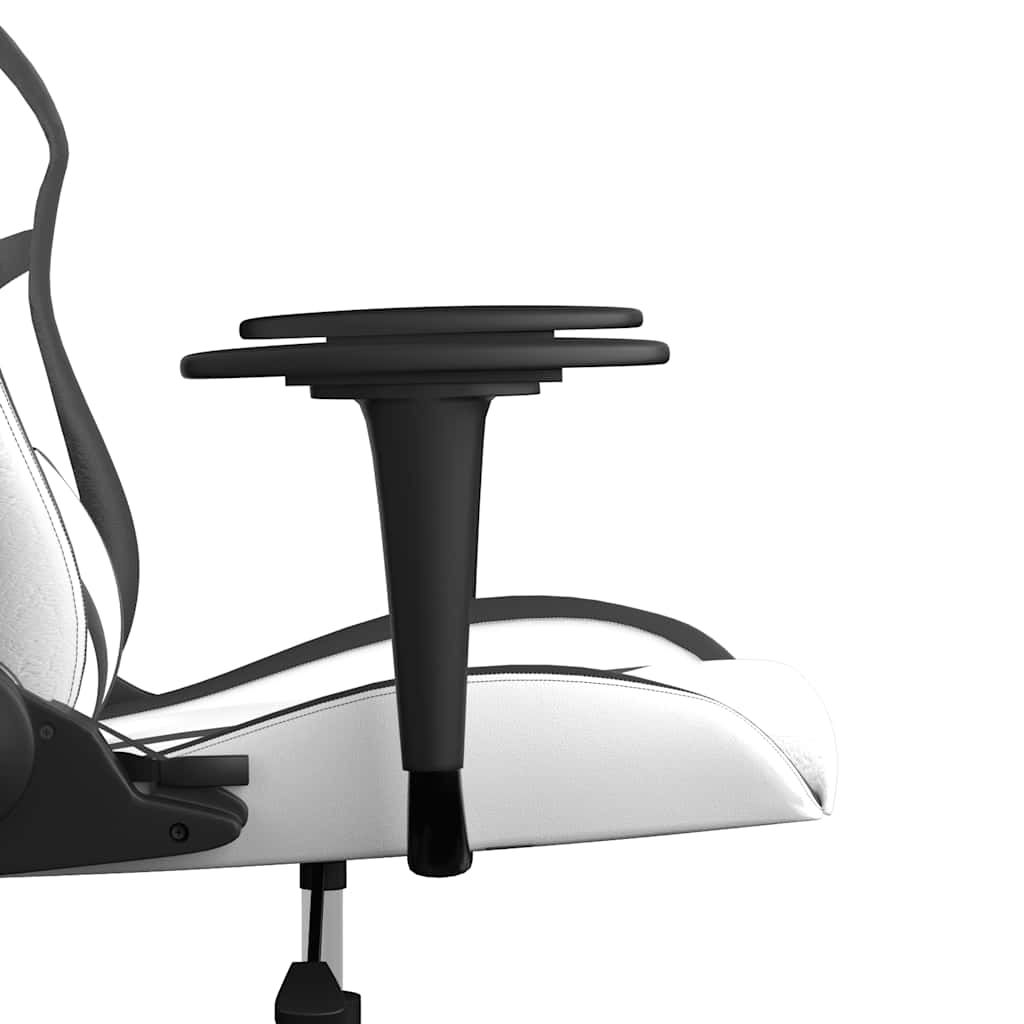 Gaming Chair with Massage Function White and Black Artificial Leather