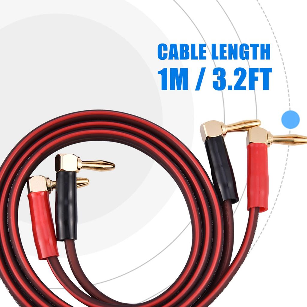 HI FI Pure Copper Speaker Cable Right Angle L Type Banana Plugs Line Wire Red & Black