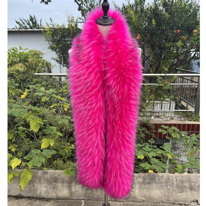 

Модный и универсальный шарф из искусственного меха лисы Длинный шарф из искусственного меха енота Теплый меховой шарф Зимний женский шарф