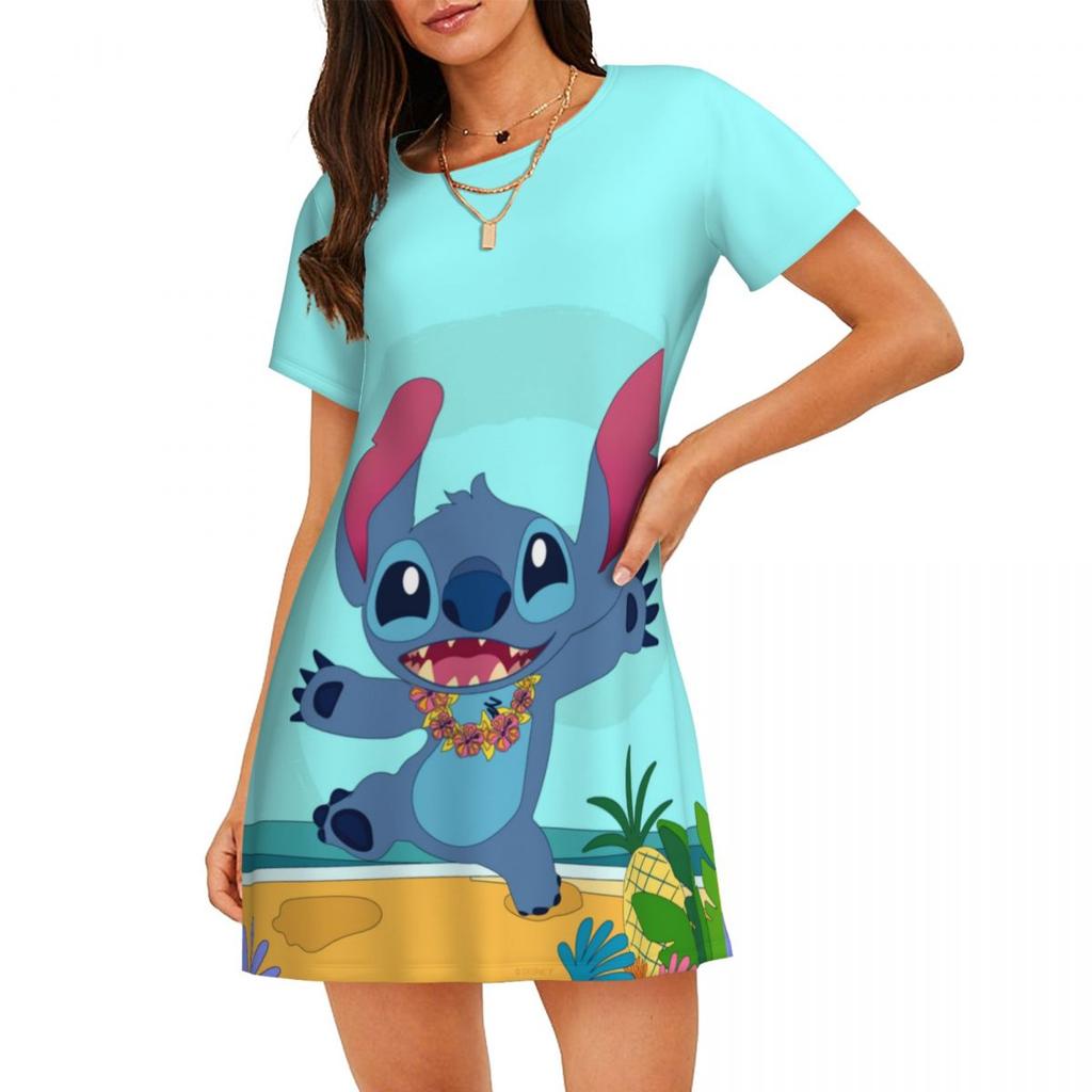 Casual Loose Crew Neck Women's Fashion Print Casual Dresses