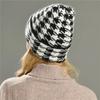 Autumn and winter new rabbit down long hair thousand bird grid hat comfortable warm wool hat soft waxy knitted hat