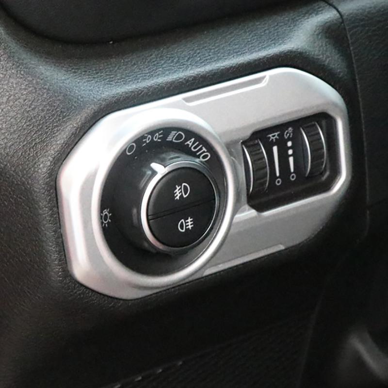 Car Headlight Switch Trim Button Decor Cover Stickers Styling Interior Accessories For Jeep Wrangler JL 2018+ Gladiator JT
