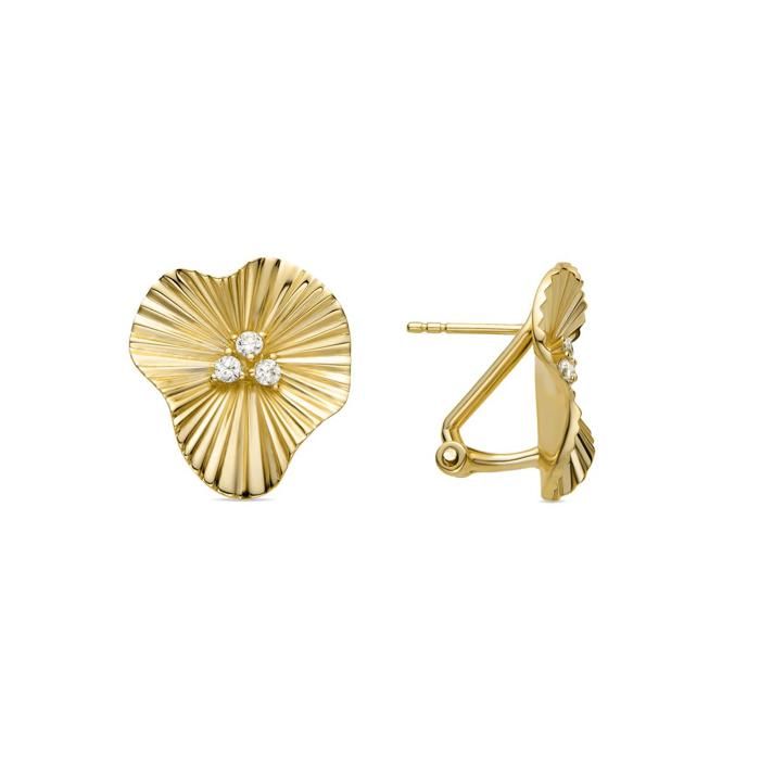 Boucles d'oreilles - LUXENTER - Kous - Argent 925 - Zirconia brillant - Or jaune 18k