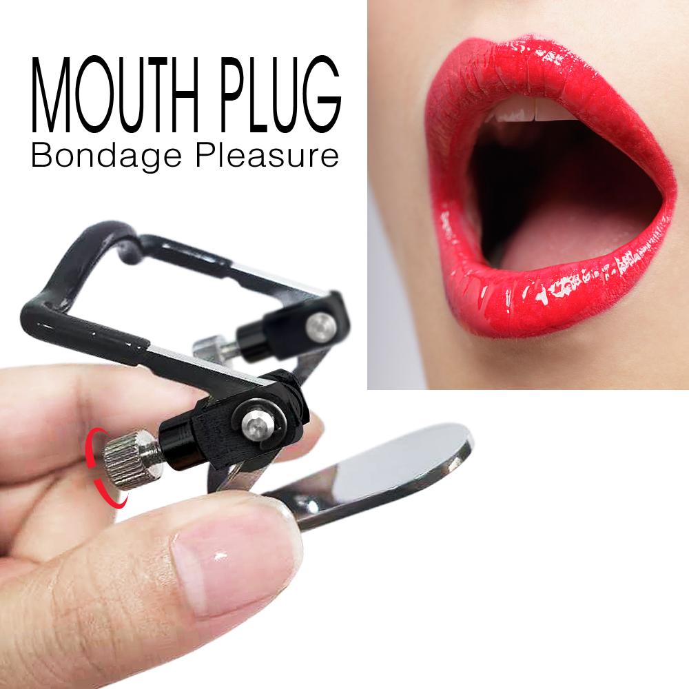 Plug buccal ajustable en acier inoxydable Bondage buccal Esclave Gags de gorge profonde Contention Gag de fellation Jouets sexuels pour adultes pour couple