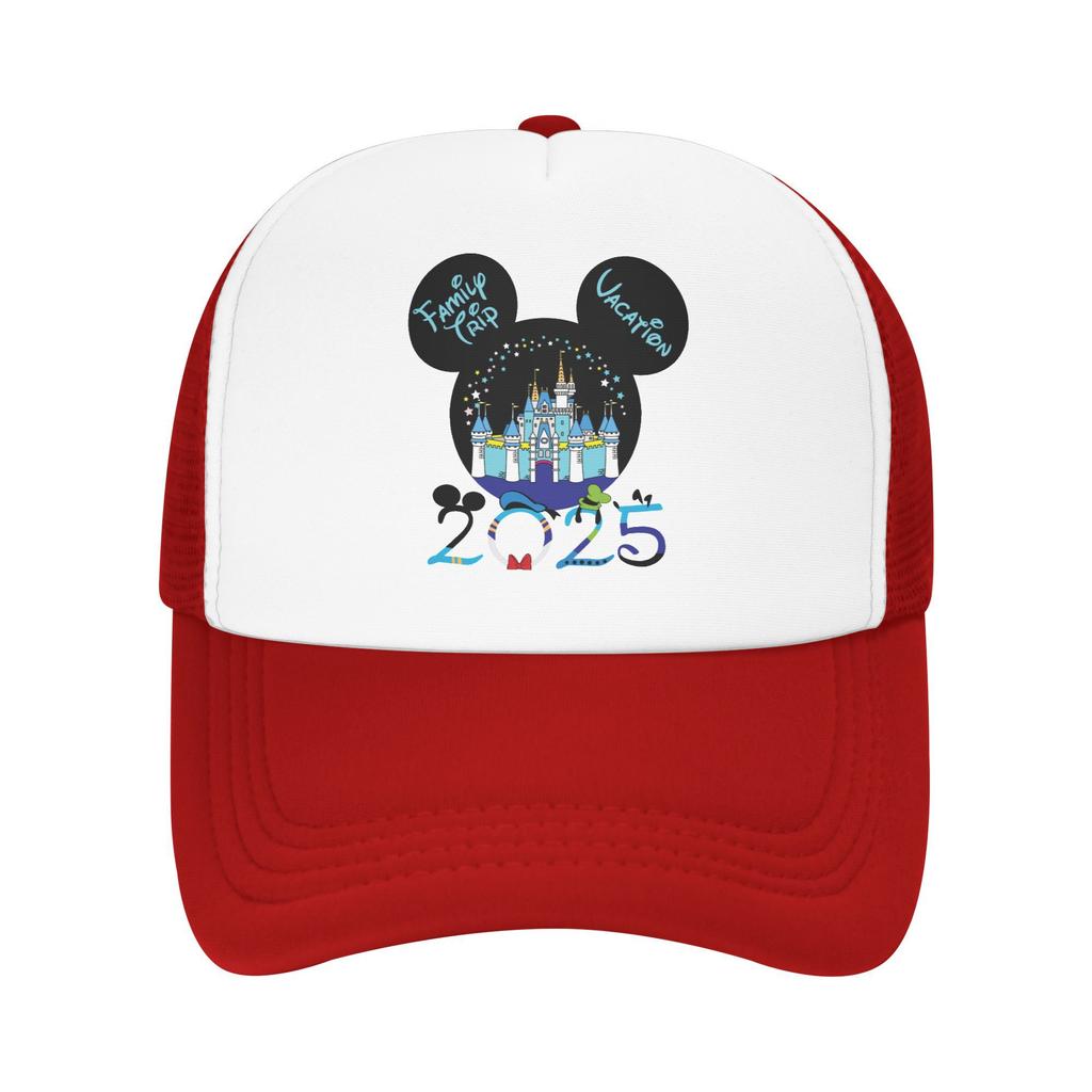 Disney mickey Family Vacation 2025 Disneyworld Trip Foam Mesh Trucker Hat Vintage Summer Mesh-back Baseball Cap Adjustbale