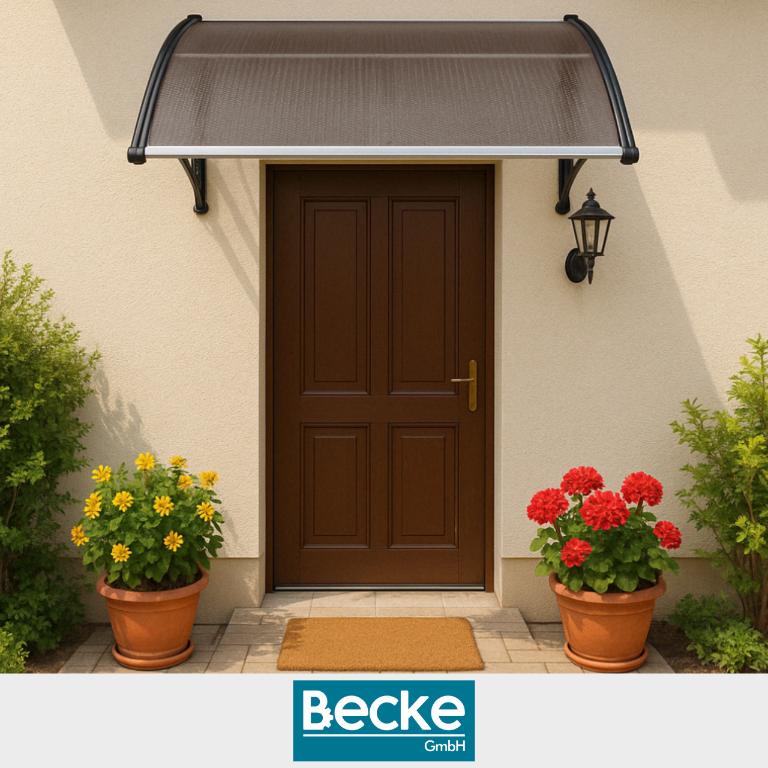 Canopy over the entrance door, balcony window, air conditioning, brown 120x80