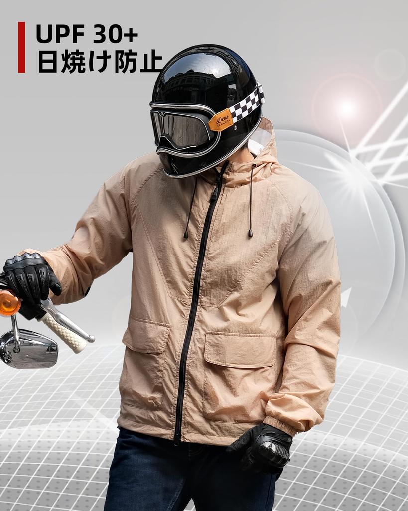 RIDEIRON Motorcycle Jacket, Hoodie, Sunscreen, UPF30+, Motorcycle Jacket, UV Protection, Summer, Sweat Absorbent, Quick