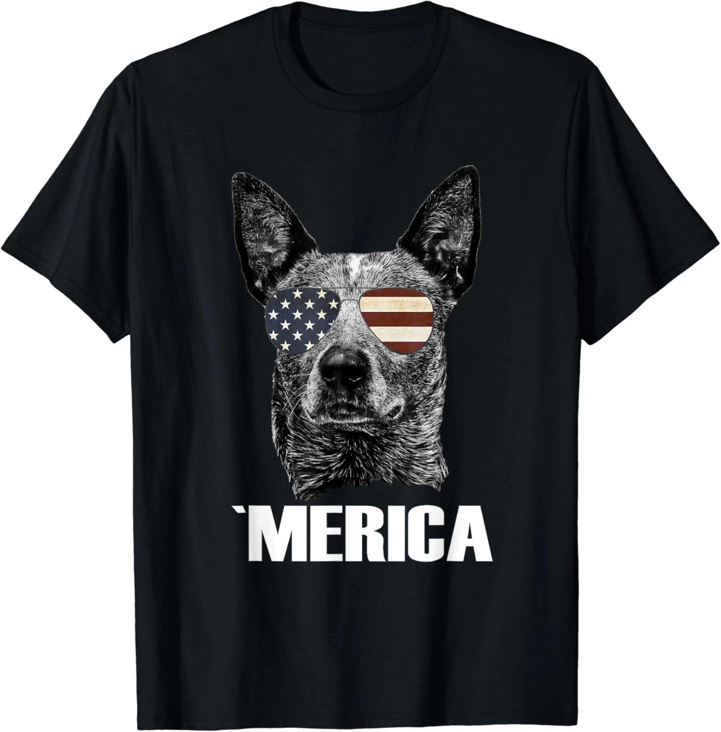 4th July Blue Heeler Dog Merica Patriotic USA Flag Cute Gift Unisex T-Shirt XL