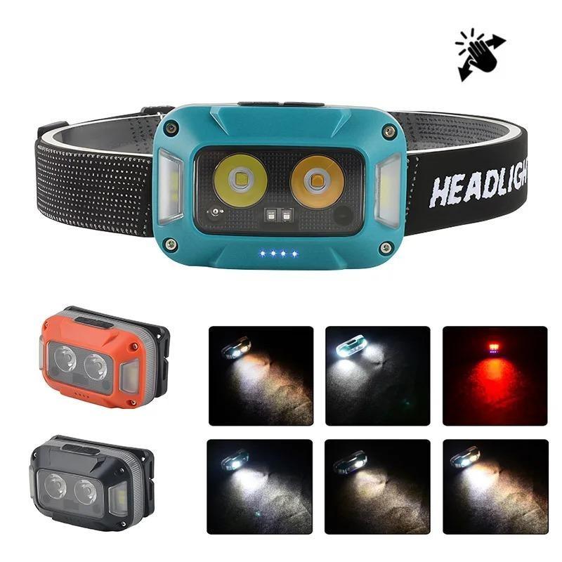 Outdoor Strong Light Headlight LED Rechargeable Work Lamp Head Wearing Light Cycling Sensor Night Fishing Running Light Type-C Charging