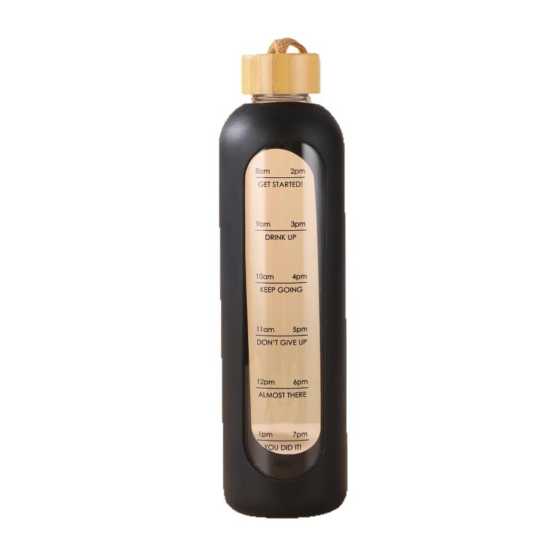 Bottiglia d'Acqua in Vetro Borosilicato da 1L Portatile a Prova di Perdite Borracce Bollitore per Casa Ufficio Palestra Viaggi Sport all'Aperto