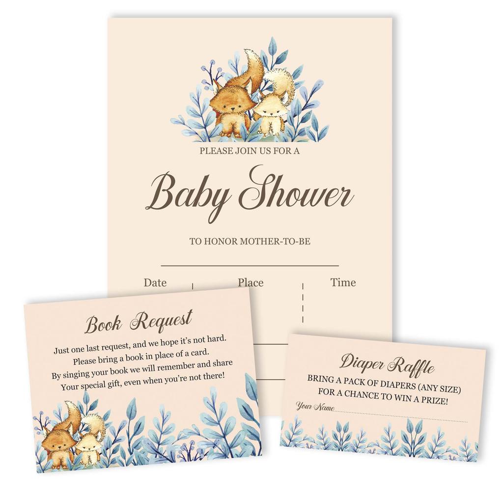 Inkdotpot 30 Fill In Style Baby Shower Invitation Cards-Animals-Gender Neutral-Blank Invites