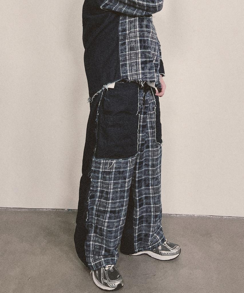 Nainneoscheu Grunge Burner Check Pants_Blue
