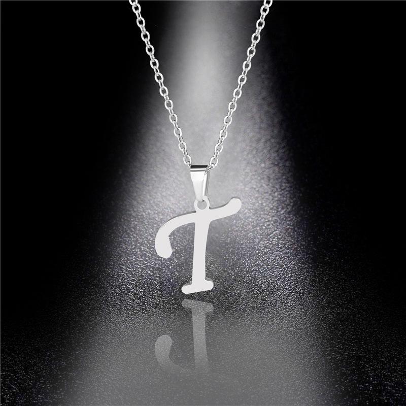 Simple English Letter Necklace Collarbone Chain Women Fashion Jewelry 26 Alphabet Pendant