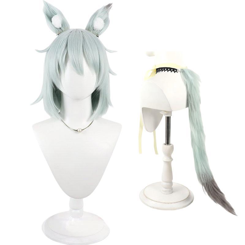 Chainsmoker Katze Yaniko Satou Cosplay Perücke Gemischte Flauschige Faserhaare Mit Katzenohren Yani Neko Anime Haarteil Halloween Cosplay