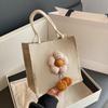 Korean Cute Ins Bento Bag Burlap Handbag Student Go Out Tote Bag Linen Lunch Box Bag Women