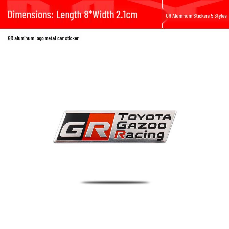 Toyota GR Logo Aluminium Sportwagen Aufkleber für GR86 Lenkrad und Karosseriedekoration
