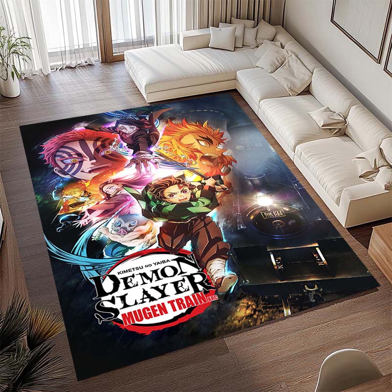 Anime-themed Kamado Nezuko Kimetsu No Yaiba Rug, Suitable for Playrooms, Bedrooms, Living Rooms, Sofas, and Other Home Décor;