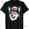 Merica Corgi Hund mit Sonnenbrille und Hut 4. Juli T-Shirt vintage gewaschen Herren Freizeit Oberteil für den Alltag Mode Leicht