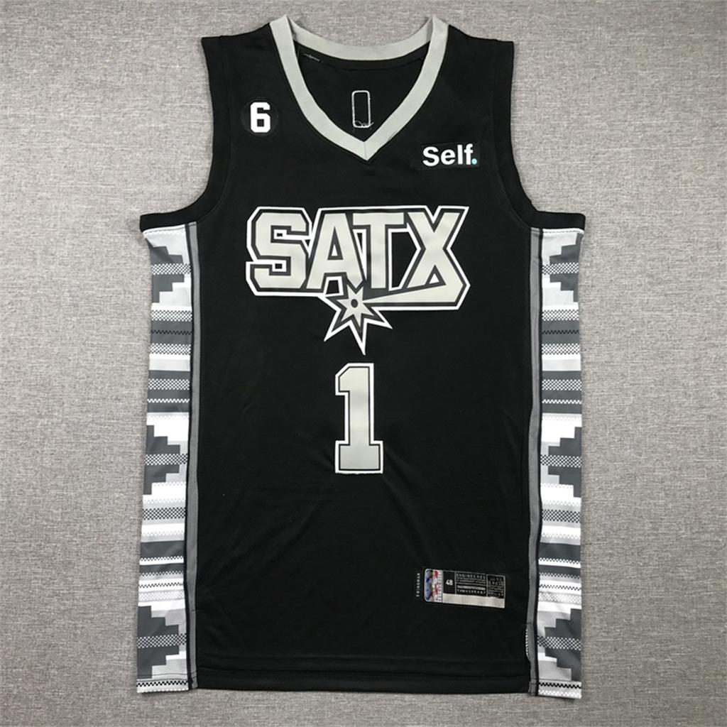 Camiseta de Baloncesto Bordada Spurs Wembanyama No.1 Uniforme de Entrenamiento