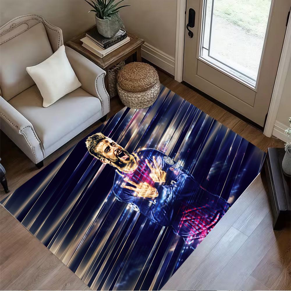 Football Player Action Area Rug Design for Study room Entryway Dining Room Balcony Antislip Carpet Decorate Offices Best for Christmas