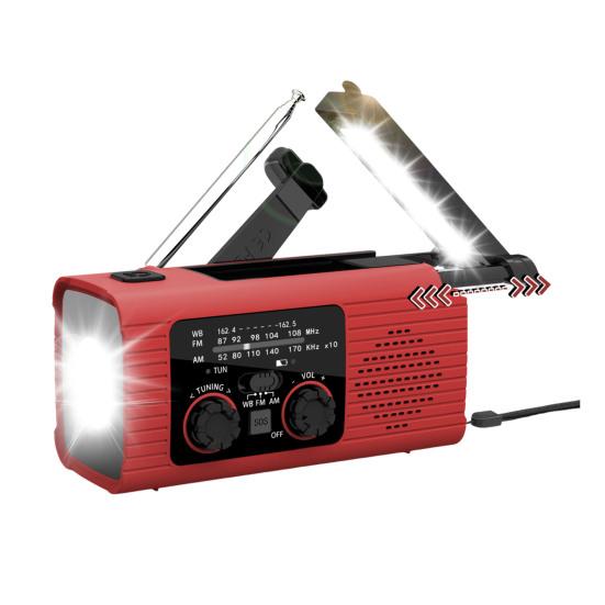 

Аварийное радио SOS Сигнализация Компактный дизайн Портативный погодный оповещатель Радио с солнечной зарядкой Ручной AM/FM Радио со светодиодным фонариком красный