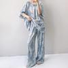 1011 new short-sleeved cotton and silk pajamas for women's summer thin printing loose and relaxed loungewear suit