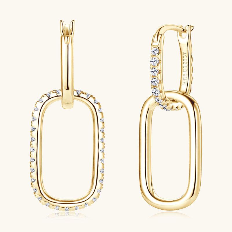 Silvere Glam Japanese And Korean Ins-style Asymmetrical Moissanite Earrings, Feminine And Individual Earrings, S925 Sterling Silver Earrings