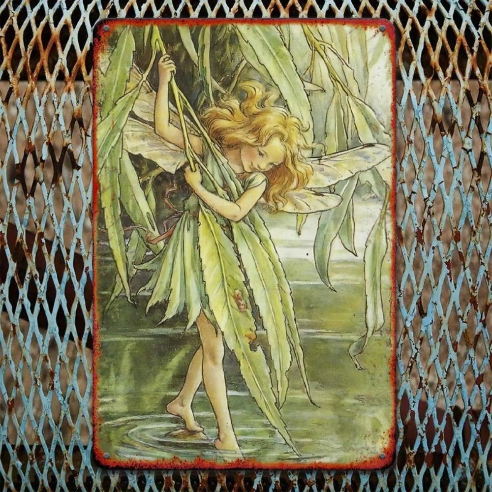Vintage Metal Tin Sign Bird Feeding Chicks on Flowers Florist Decor For Living Room 20x30cm