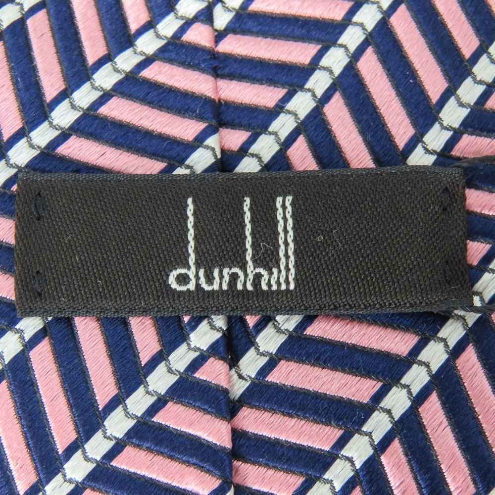 Used Dunhill tie silk pink Navy business