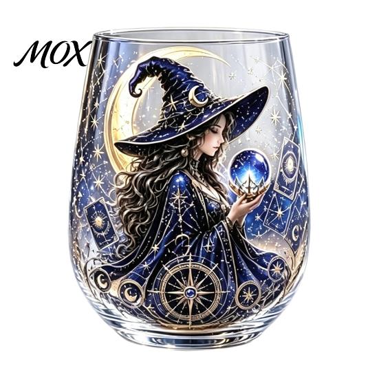 Bicchiere Stile Misterioso Tazza da Tè Vetro Strega Fantasy, Motivo Sfera di Cristallo Gotica per Regalo Creativo di Festa Vino Succo, 320ml Vintage Halloween
