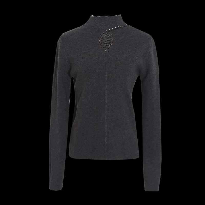 Women's Hollow Knit Half-High Collar Long Sleeve Top