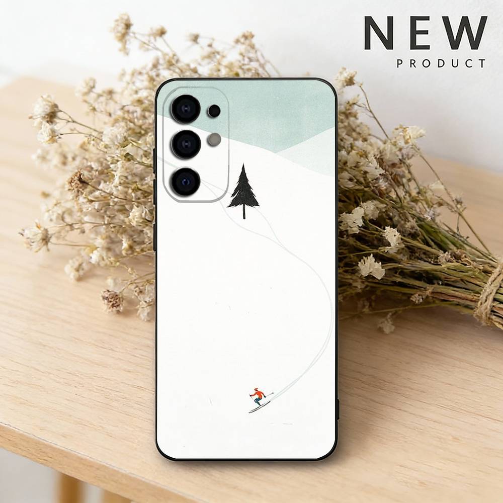 

Creative Mountain Ski Motif phone Case For Samsung S26,25,24,21,22,23,30,20,Ultra,Plus,Fe,Lite Black Soft Cover Samsung S25ULTRA