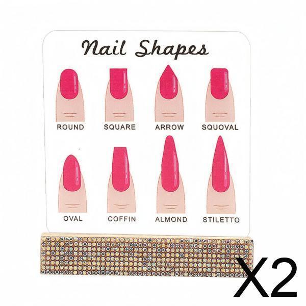 6xNail Shape Chart Rhinestone Acrylic Nail Display Stand Printed Clear for
