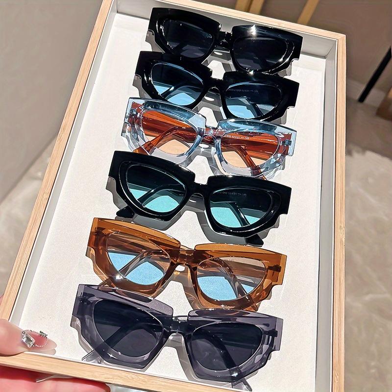 Mote Katteøye Solbriller med Uregelmessig Tykk Innfatning, Perfekt for Utendørs Gatefotografering, Vanlige Dekorative Briller