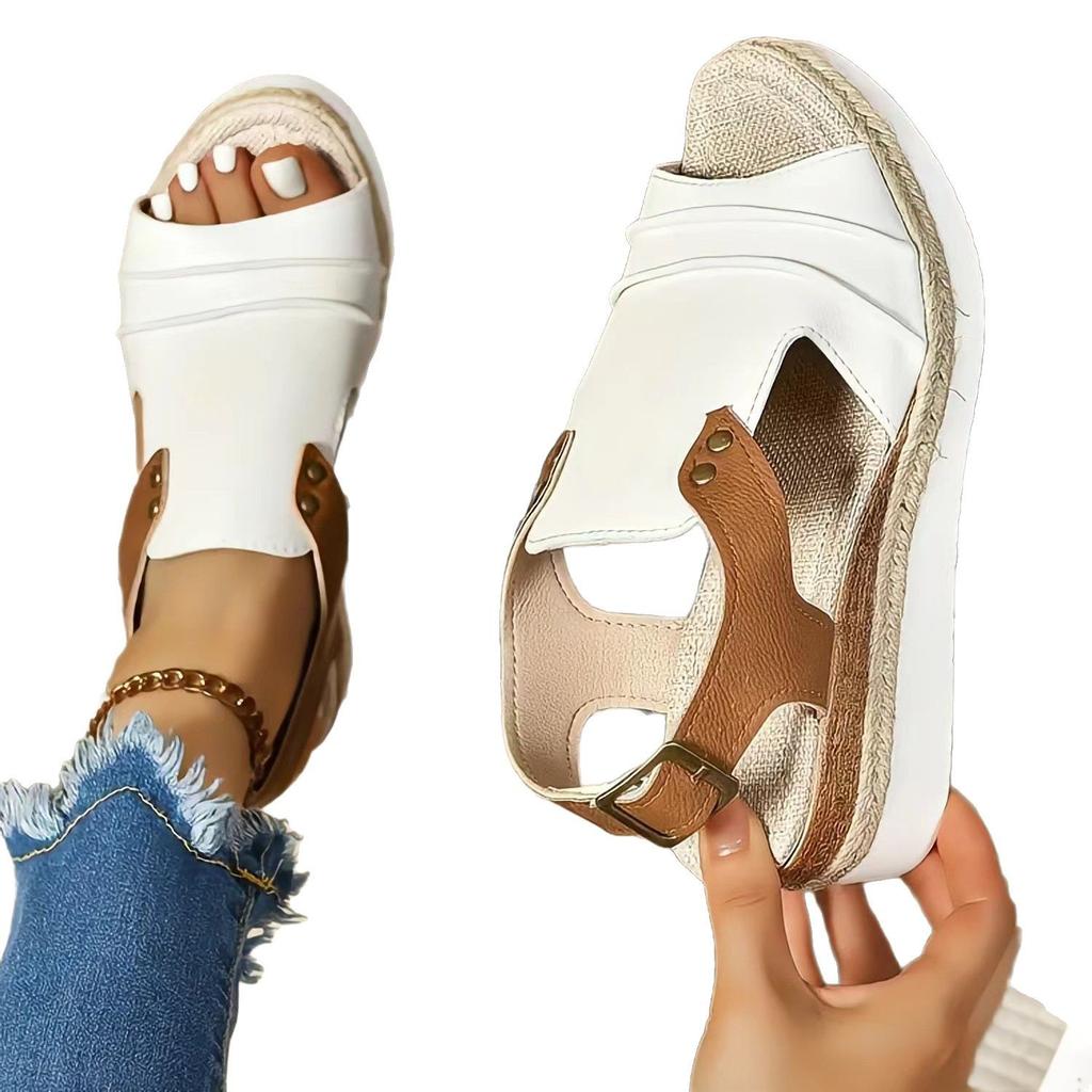 Wedge Heel Fish Mouth Sandals Women's Summer New Buckle Outside Wearing Beach Cool Slippers