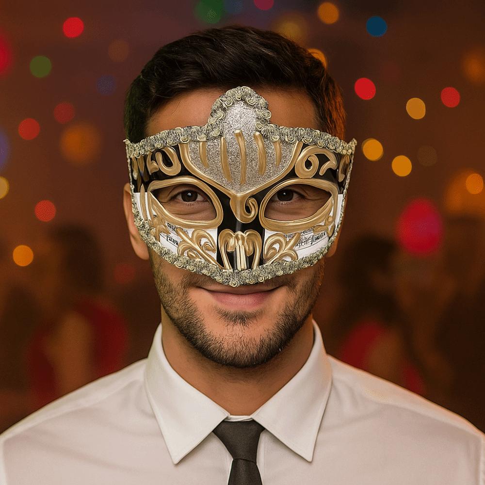 Halbgesichts-Glitzermaske Plastik Venedig Maske Einfache Halloween-Masken Männer