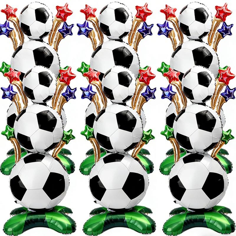 5/1x Aluminum Foil Balloon Football Balloon Column Soccer Theme Party Decoration Soccer Fan Decor Stand Ballon Accessories