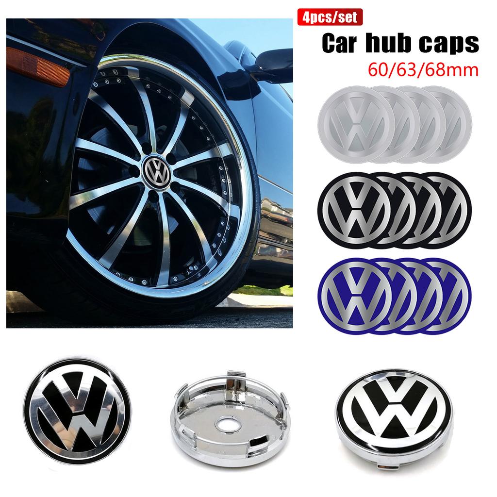 ADMVN1 4pcs For Volkswagen Golf 4 5 6 Tiguan Jetta GTI Bora ID.3 VW R Polo Passat Rline 60/63/68mm Car Wheel Center Hub Cap Rim Cover