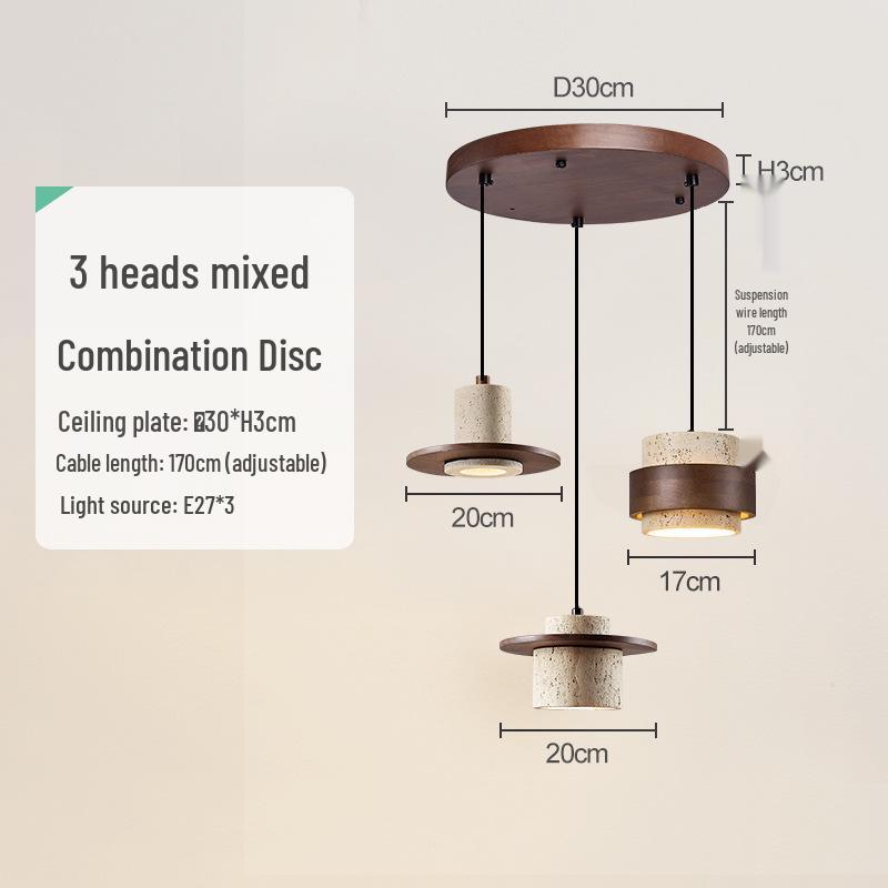 Vintage Yellow Travertine Wabi-Sabi Style Bedside Pendant Light for Bedroom, Bar, or Study